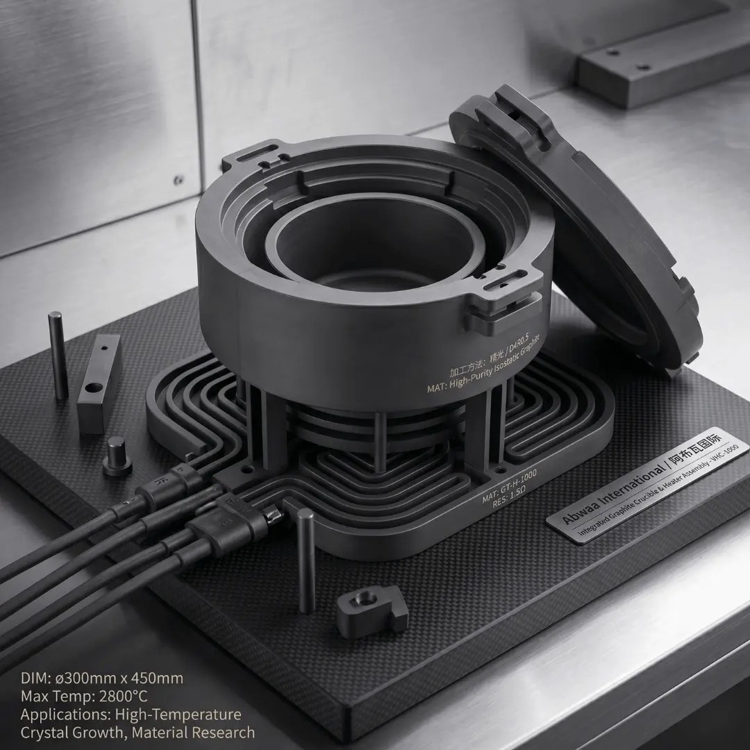 High-purity isostatic graphite crucible and heater assembly
