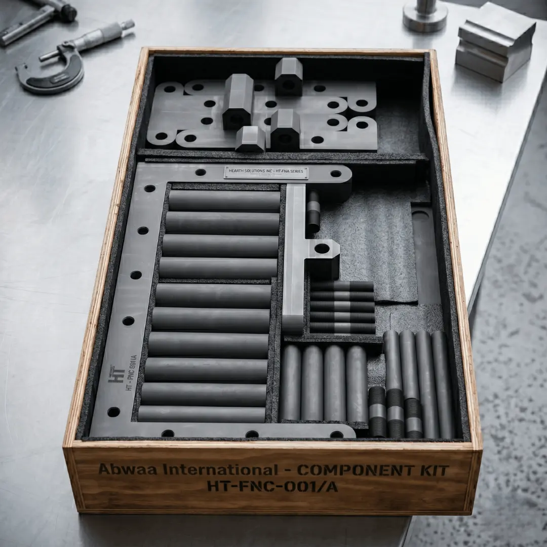 Graphite component kit packed in a fitted wooden crate